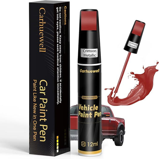Red Touch Up Paint for Cars, Auto Car Paint Touch Up Paint Pen for Deep Scratches, Car Scratch Repair Pen, Quick and Easy Solution to Repair Minor Automotive Scratches (Crimson Metallic)