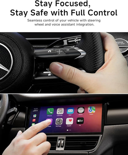 RAESHA Wireless CarPlay Adapter – Mini 2 in 1 Wireless CarPlay Adapter for Both Apple CarPlay and Android Auto – Easy Installation, Clutter-Free, and Seamless Control with Ultra-Fast Connection