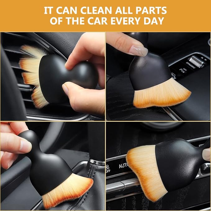 Antson 2 pcs Combo Interior Cleaning Brush Multipurpose Car Interior AC Vent Dashboard Dust Dirt Cleaner Cleaning Brush for Car Interior PC Laptop Keyboard Cleaning Brush (2 Brush Set)