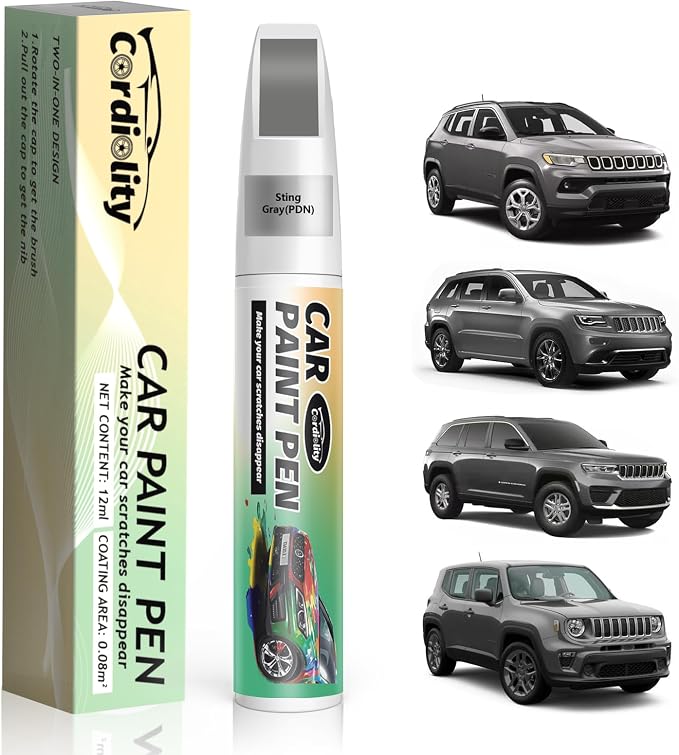 Car Touch Up Paint Sting Gray(PDN) for Jeep, Color Accurate Car Scratch Repair Remover Pen Fix Auto Paint Chips and Nicks