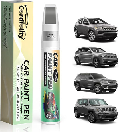 Car Touch Up Paint Sting Gray(PDN) for Jeep, Color Accurate Car Scratch Repair Remover Pen Fix Auto Paint Chips and Nicks
