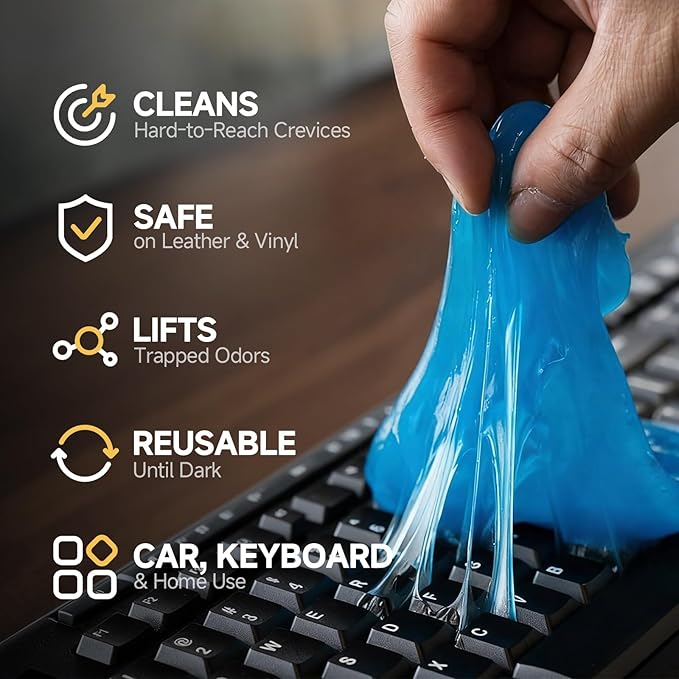 toretark Car Cleaning Gel – Reusable Interior Car Cleaner Putty, Natural Auto Detailing Slime for Vents & Crevices, Universal Car Accessories Gift for Men & Women, Blue