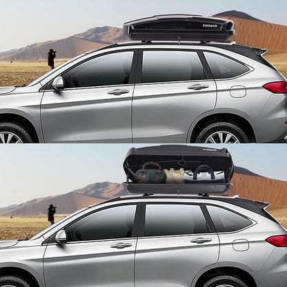 Hard Shell Rooftop Cargo Carrier with Roof Box, Heavy Duty Weatherproof 15.5 Cubic Feet Rooftop Cargo Carrier for Car Storage, Black