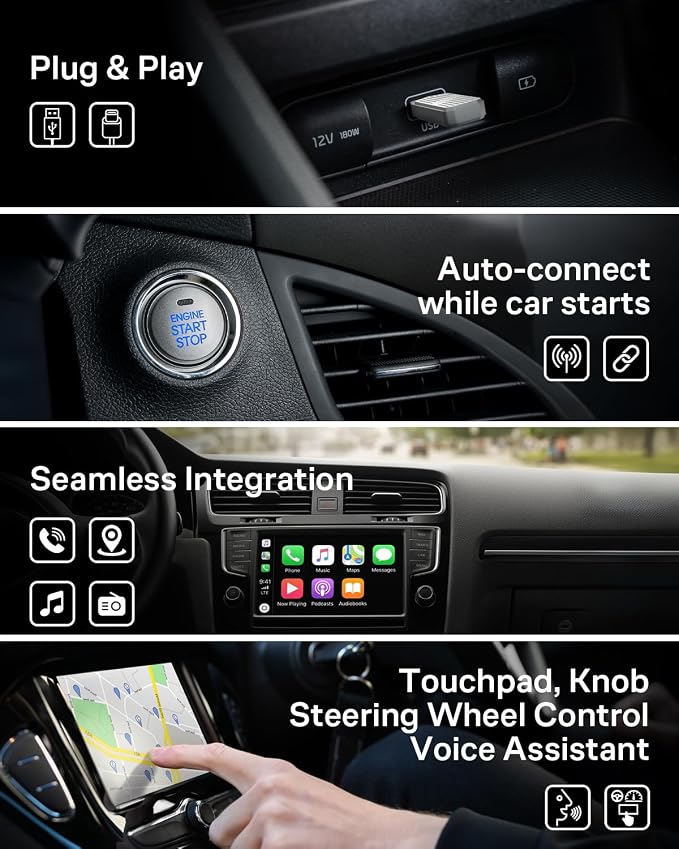 Wireless CarPlay Adapter 2026, 2-in-1 USB & USB-C CarPlay Dongle Wireless for iPhone & Android Auto, Convert Wired to Wireless, Bluetooth Auto-Connect in 5s, Plug & Play, No Latency, Fits 800+ Cars