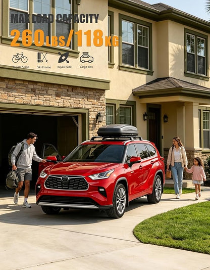 KINGGERI Lockable 260lbs Cross Bars Roof Racks Fit for Toyota Highlander 2020-2026 XLE Limited Platinum Hybrid, Heavy Duty Aluminum Metal Crossbar Luggage SUV Accessories(NOT for L/LE/LE Hybrid