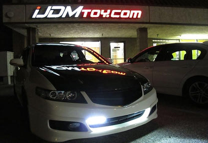 iJDMTOY 7-Inch Universal Fit Clear Lens Xenon White High Power LED Daytime Running Light Bar (DRL) With Brackets, Wirings