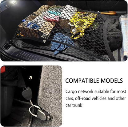 Cargo Net for SUV,Upgraded Highly Elastic Truck Cargo Net with Trunk Net Hooks - Stretch to 47.24" x31.48,Premium Truck Bed Netting for Cargo for Car Organizer and Storage (23.6"x15.7")