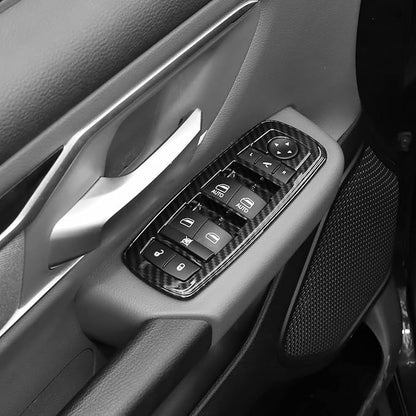 Carbon Fiber Window Lift Switch Cover Interior Button Trim Kit Compatible with 2018-2025 Dodge RAM