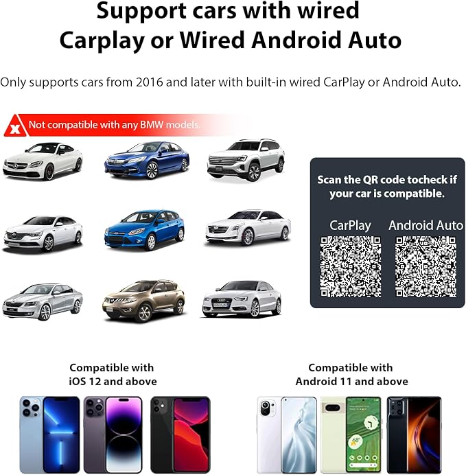 Sunweyer S28 Super Mini USB Wireless CarPlay & Android Auto Adapter Dongle, Convert Wired to Wireless, Compatible with Car from 2017, Support OTA Upgrade