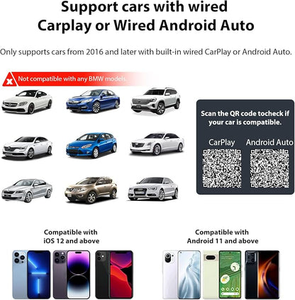 Sunweyer S28 Super Mini USB Wireless CarPlay & Android Auto Adapter Dongle, Convert Wired to Wireless, Compatible with Car from 2017, Support OTA Upgrade