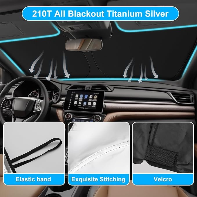 Car Sun Shade for 2023 2024 2025 2026 Honda CRV Windshield Sun Shade, Sun Visor Windshield Screen Cover for Honda CR-V Front Window Sunshade Foldable Auto Interior Accessories UV Block to Keep Cool