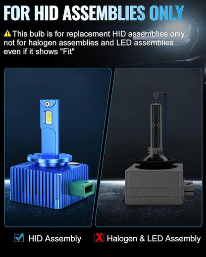 Marsauto D3S D3R HID Bulbs, 500% Brightness, 24,000LM 6500K White for 66340 42403 42302 (42403C1) HID Bulb, Plug and Play, Pack of 2