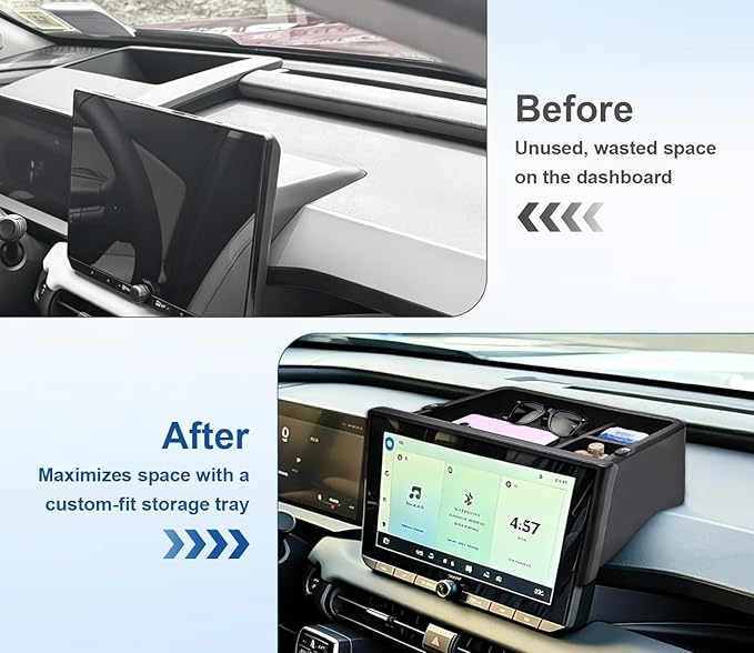 Dashboard Center Console Organizer for RAV4 2026 XSE/Limited Dashboard Storage Box with 1/4 Inch Screw Hole Sunglasses Holder and No-Slip Mat 2026 RAV4 Dashboard Organizer Only Fit 12.9 Inch Screen