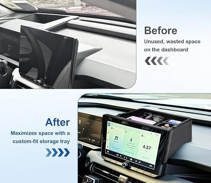 Dashboard Center Console Organizer for RAV4 2026 XSE/Limited Dashboard Storage Box with 1/4 Inch Screw Hole Sunglasses Holder and No-Slip Mat 2026 RAV4 Dashboard Organizer Only Fit 12.9 Inch Screen