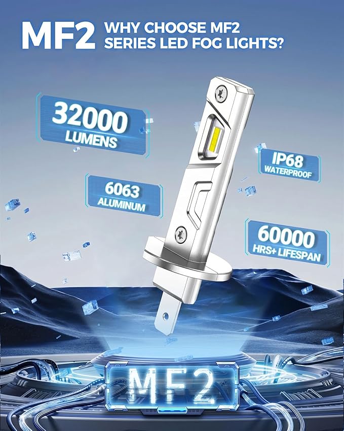 Marsauto H1 LED Bulb, 32000LM 600% Brighter H1 Bulb, 1:1 Mini Size No Adapter Needed for H 1 Fog Lights, Plug and Play, No Flicker, 99% Compatibility, Pack of 2