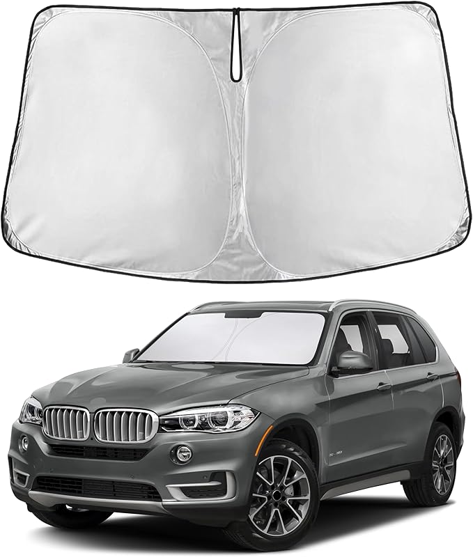 EcoNour Windshield Sunshade Compatible for BMW X5 2014-2016 2017 2018, Sun Visor for Front Windshield & Window Sun Shade Cover, UV Heat Blocker & Protector, Car Accessories
