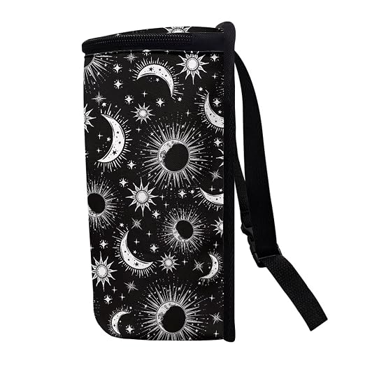 Celestial Sun Moon Stars Print Trash Can for Car Leakproof Garbage with Lid and Zipper Trash Bin Hanging Back of Seat Auto Interior Accessories Universal Fit Most Truck SUV Van