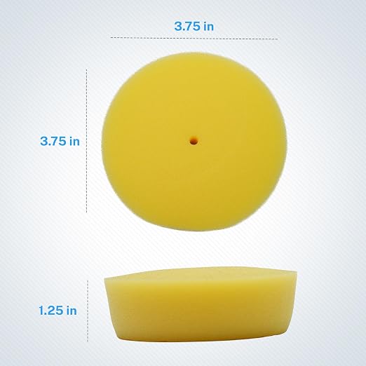 S.M. Arnold High-Performance Speedy Foam Yellow Curved Edge Buffing Pads - 3-1/2 Inch, Micro Foam, Loop Backing, Pack of 3 - Ideal for Auto Detailing, Paint Correction, and Scratch Removal