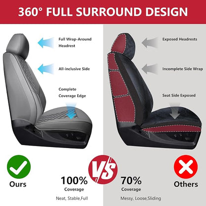 F150 Seat Covers Front Pair, Custom Ford F150 Truck Seat Cover Fit for 2015-2025 F150 and 2017-2025 F250 F350 F450 Super Duty Crew Cab XL XLT Lariat King Ranch Platinum (Grey, Front Pair(2 seats))