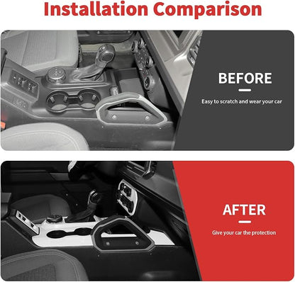 9PCS Full Set Interior Trim Kit Fit for Ford Bronco 2021-2024 4 Door,Center Console Gear Shift Panel Inner Door Handle (White)