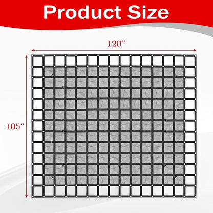 Heavy Duty 105" x 120" Truck Bed Cargo Net with Adjustable Cam Buckles & S-Hooks & Cross Strap,8.75' x 10' Cargo Net with 1500LBS Capacity for Pickup Truck Bed Trailer SUV Jeeps