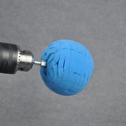 5Pcs Car Wheel Hub Drill Buffing Sponge Pads Kit,3 Inch Shank Polishing Pads for Wheel Hub Cleaning, Auto Cone Metal Polish Buffing Polishing Ball,Drill Buffer Polisher Attachment