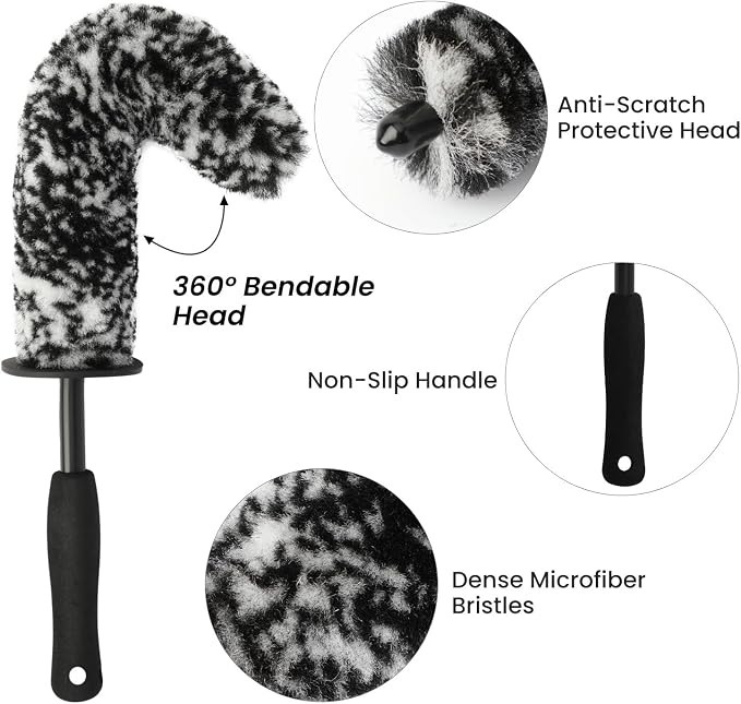 7PCS Wheel Cleaner Brush Kit, Tire Brushes, Rim Cleaner Brush,Car Detailing Brushes, Tire Shine Applicator Pad, Car Wash Tools for Wheels and Tires No Spatter