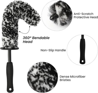 7PCS Wheel Cleaner Brush Kit, Tire Brushes, Rim Cleaner Brush,Car Detailing Brushes, Tire Shine Applicator Pad, Car Wash Tools for Wheels and Tires No Spatter