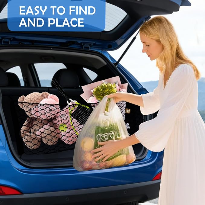 Envelope Style Cargo Net for Hyundai Tucson 2026 2025-2022 Accessories, Rear Trunk SUV Mesh Cargo Net, Upgraded 5mm Bungee & Double-Layer Nylon Storage Tailgate Netting Grocery&Tools Holder Organizer