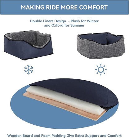 A 4 Pet Dog Car Seat for Small Dog, Booster Travel Pet Seat with Safety Seat Belts & Storage Bags, Portable Comfortable Pet Seat for Dogs Under 25 lbs