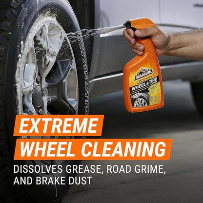 Armor All Wheel Cleaner and Tire Shine Kit, Heavy Duty Car Wheel Cleaner, Extreme Tire Shine Spray and Wash Brush - 3 Count