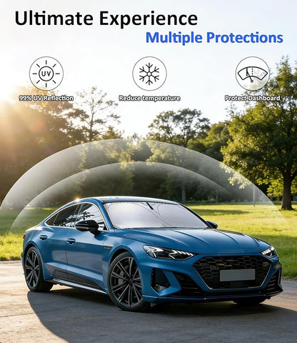 Windshield Sun Shade for Audi A4 A5 & S5 RS5 2018-2025 Accessories, Car Front Window Sun Visor & Heat Shield | 240T Sunshade Protection Blocks UV Rays Keep Your Car Cooler