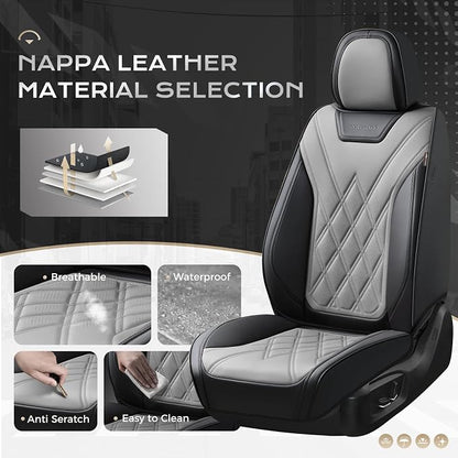 Coverado Car Seat Covers, Front Covers for Cars, Car Seat Cover Front Seats, Automotive Seat Cover, Waterproof, Leather Car Seat Cushion, Universal Interior Covers Seat Protectors for Most Cars