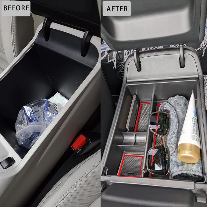 HGWEI Center Console Organizer Compatible with 2022-2024 Hyundai Tucson & Santa Cruz 2022-2025 Interior Accessories Armrest Storage Box Insert Tray (Not for 2025 Limited/Hybrid/Plug-in Hybrid) Red