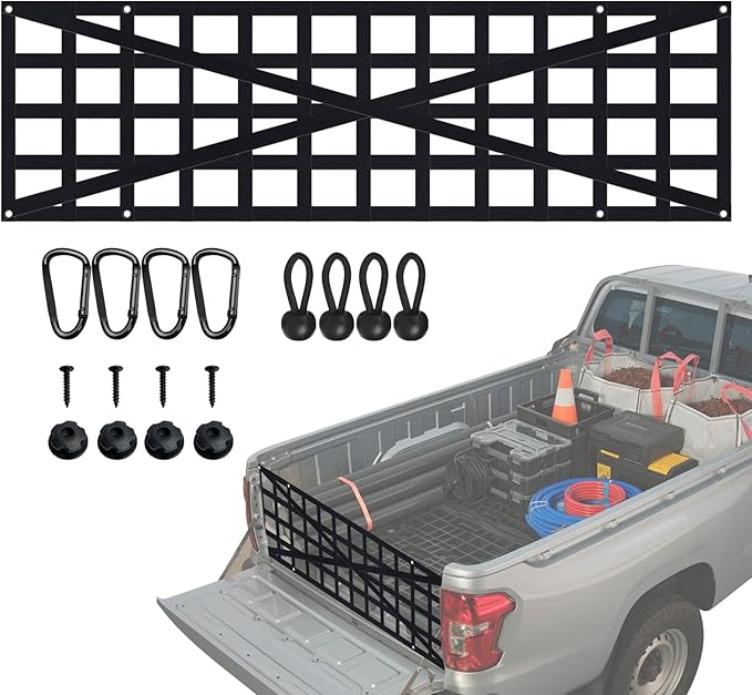 Tailgate Net - for Full Size Truck Cargo Net Compatible with Ford, Chevy, Dodge,Ram etc - Tail Gate Extender Nets for Pickup Truck Bed Accessories (59"x18")