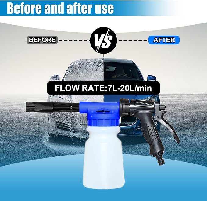 ZIMISI Car Wash Foam Gun, Foam Cannon for Hose, Professional Car Foam Sprayer with 6 Levels Foam Concentration, Spray Gun Cleaner, Connects to Any Garden Hose (Blue)