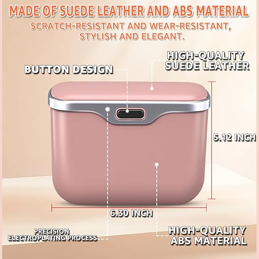 HOLDCY Car Trash Can, Waterproof Multi‑Functional Auto Trash Bin for Door/Console/Seat Back, Universal Vehicle Garbage Can for Car/Truck/SUV Drivers (Pink)