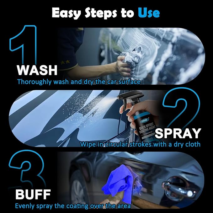 Quick Effect Coating Agent for Car - 500ML Hydrophobic Ceramic Coating Spray for Car with UV Protection, Water Beading Paint Protection, Deep Gloss Shine, Long Lasting Polish Spray Wax