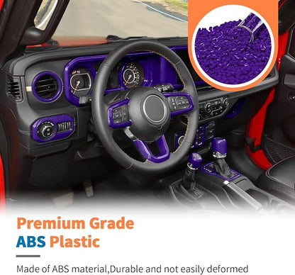 JeCar 14-Piece Purple Interior Accessories Trim Kit for 2024-2025+ Jeep Wrangler JL 4XE Gladiator JT- Center Console Dash Panel Interior Upgrade