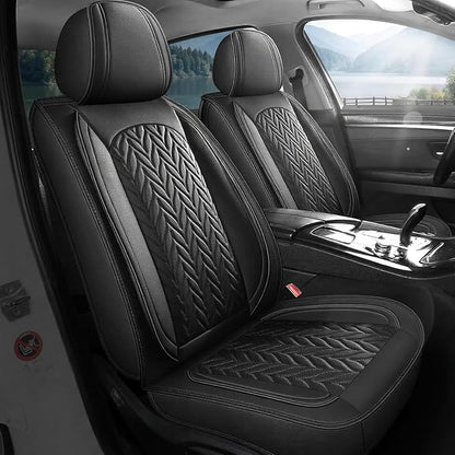 SCITOO Front Seat Covers,2PCS Universal Car Seat Covers Waterproof Vehicle Seat Covers Premium Faux Leather Automotive Seat Covers Car Seat Protector for Cars SUV Pick-up Truck Sedan(Front, Black)