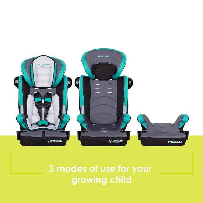 Baby Trend Hybrid SI 3-in-1 Combination Booster Seat, Hoboken Teal – Side-Impact Protection, 3-Stage Growth Design, Adjustable Headrest, Cushioned Comfort