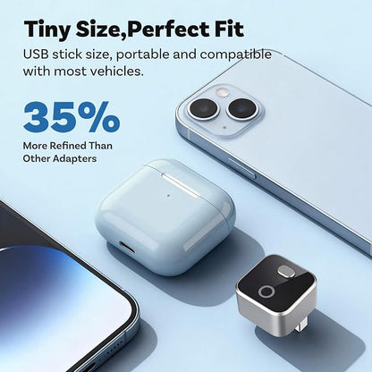 Wireless CarPlay & Android Auto Adapter Dongle, WiFi 6 Bluetooth 5.4 for Low Latency, Dual-Phone Memory with One-Tap Switching Button, Ultra-Compact Metal Design for Factory Wired Carplay Cars