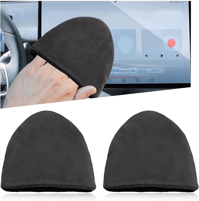 Ohleats Car Screen Cleaner, 4.72×3.93" Microfiber Auto Screen Cleaning Pad, Foldable Touch Screen Cleaner Cloth for Vehicle Dashboard LCD Display, Interior Car Accessories (Triangle, 2PCS)