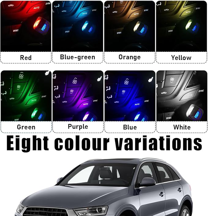 povtii 2PCS USB Type C LED Ambient Light, Mini 8 Colors RGB LED Light, Adjustable Brightness Interior Atmosphere Lamp for Automotive, Home, Laptop, Lighting Parts Car Accessories