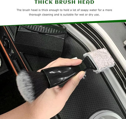 Double Head Brush for Car Cleaning, 2 in 1 Soft Bristles Auto Interior Dust Cleaner Air Vent Detailing Brush, Portable Double-Ended Dashboard Cleaning Tool for Most Vehicles