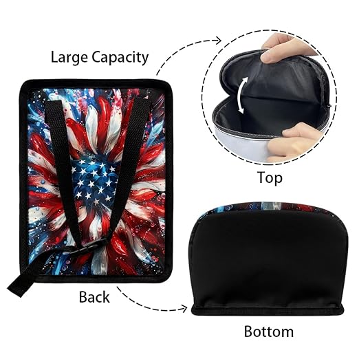 BIGCARJOB American Sunflower Car Trash Can for Back Seat, Large Interior Accessories Garbage Bin, Women Vehicle Trash Container, Reusable Garage Bag