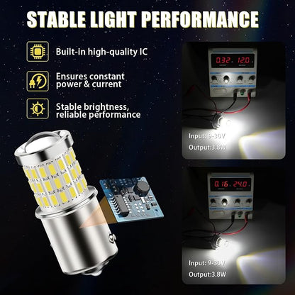 iBrightstar 1156 LED Bulb White, BA15S 1141 Camper Rv LED Lights Bulbs Super Bright for Back Up Reverse Lights Brake Tail Lights Turn Signal Lights, 2 Pack