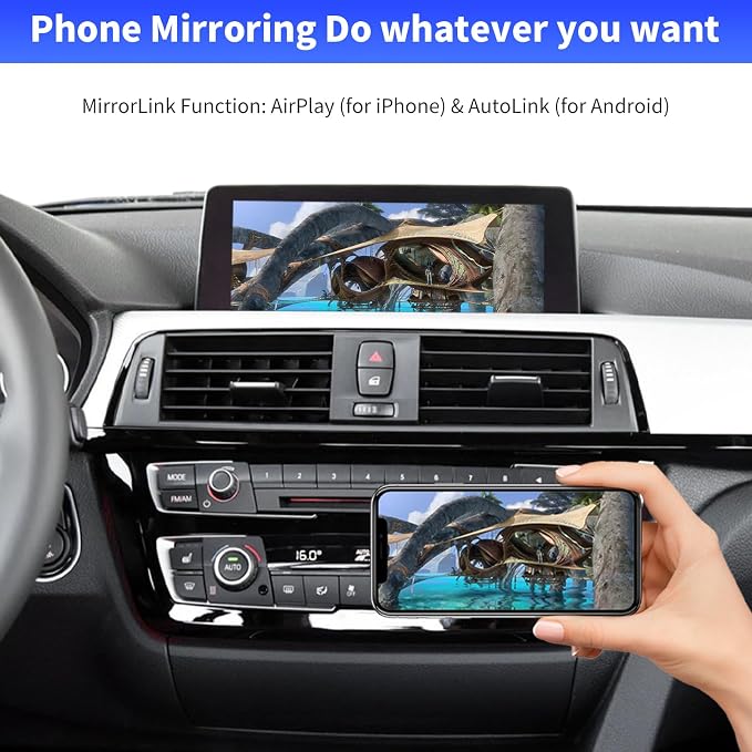 Road Top Wireless CarPlay Interface Decoder for BMW EVO ID5/ID6 | For BMW 1 2 3 4 5 6 7 Series & M3 M4 M5 X1 X2 X3 X4 X5 X6, Support Wireless Carplay, Android Auto, MirrorLink
