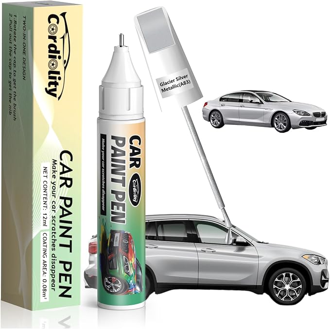 A83 Glacier Silver Metallic Touch Up Paint for BMW, Color Accurate Car Paint Scratch Repair Pen, Quick & Easy Fix Automotive Chips and Nicks