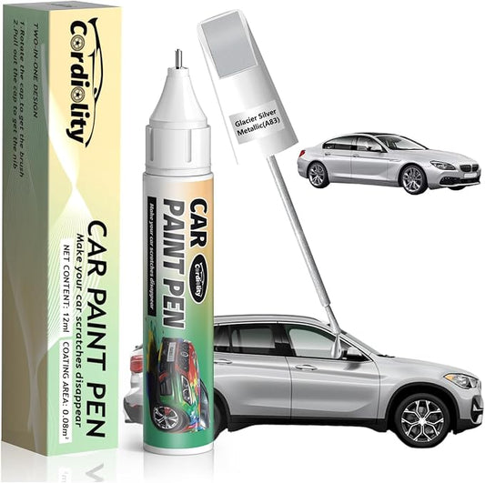 A83 Glacier Silver Metallic Touch Up Paint for BMW, Color Accurate Car Paint Scratch Repair Pen, Quick & Easy Fix Automotive Chips and Nicks